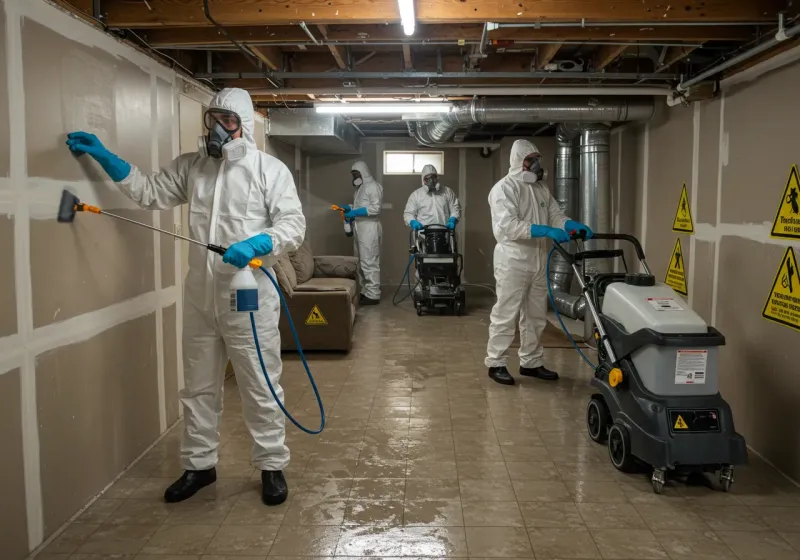 Basement Moisture Removal and Structural Drying process in Scott, LA